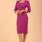 Model wearing diva catwalk Aurelia 3/4 Sleeve Knee Lenght Pencil Dress in Dawn Purple side