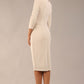 Model wearing diva catwalk Aurelia 3/4 Sleeve Knee Lenght Pencil Dress in Sandy Cream back