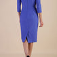Model wearing diva catwalk Aurelia 3/4 Sleeve Knee Lenght Pencil Dress in Thistle Blue back