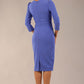 Model wearing diva catwalk Aurelia 3/4 Sleeve Knee Lenght Pencil Dress in Thistle Blue back