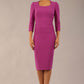 Model wearing diva catwalk Aurelia 3/4 Sleeve Knee Lenght Pencil Dress in Dawn Purple front