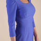 Model wearing diva catwalk Aurelia 3/4 Sleeve Knee Lenght Pencil Dress in Thistle Blue side detail