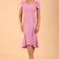 Model wearing diva catwalk Seraphina Fishtail skirt dress in Dawn Pink front