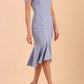 Model wearing diva catwalk Seraphina Fishtail skirt dress in Powder Blue front side