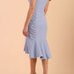 Model wearing diva catwalk Seraphina Fishtail skirt dress in Powder Blue back