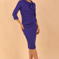 Model wearing diva catwalk Juliette 3/4 Sleeve Knee Length dress in Indigo Blue front