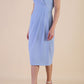 Model wearing diva catwalk Josephine pencil skirt dress in Powder Blue front