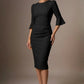 Santorini 3/4 Length Bell Sleeve Midi Pencil Dress 