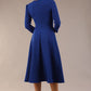 Model wearing diva catwalk Kate 3/4 Length Sleeve A-Line Swing Dress with pockets in Cobalt Blue colour