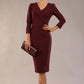 Model is wearing a diva catwalk Cyrus 3/4 Sleeve Pencil skirt Dress in Port Royale front (Port Royale)