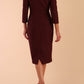 Model wearing diva catwalk Cyrus 3/4 Sleeve Pencil skirt Dress in Port Royale back