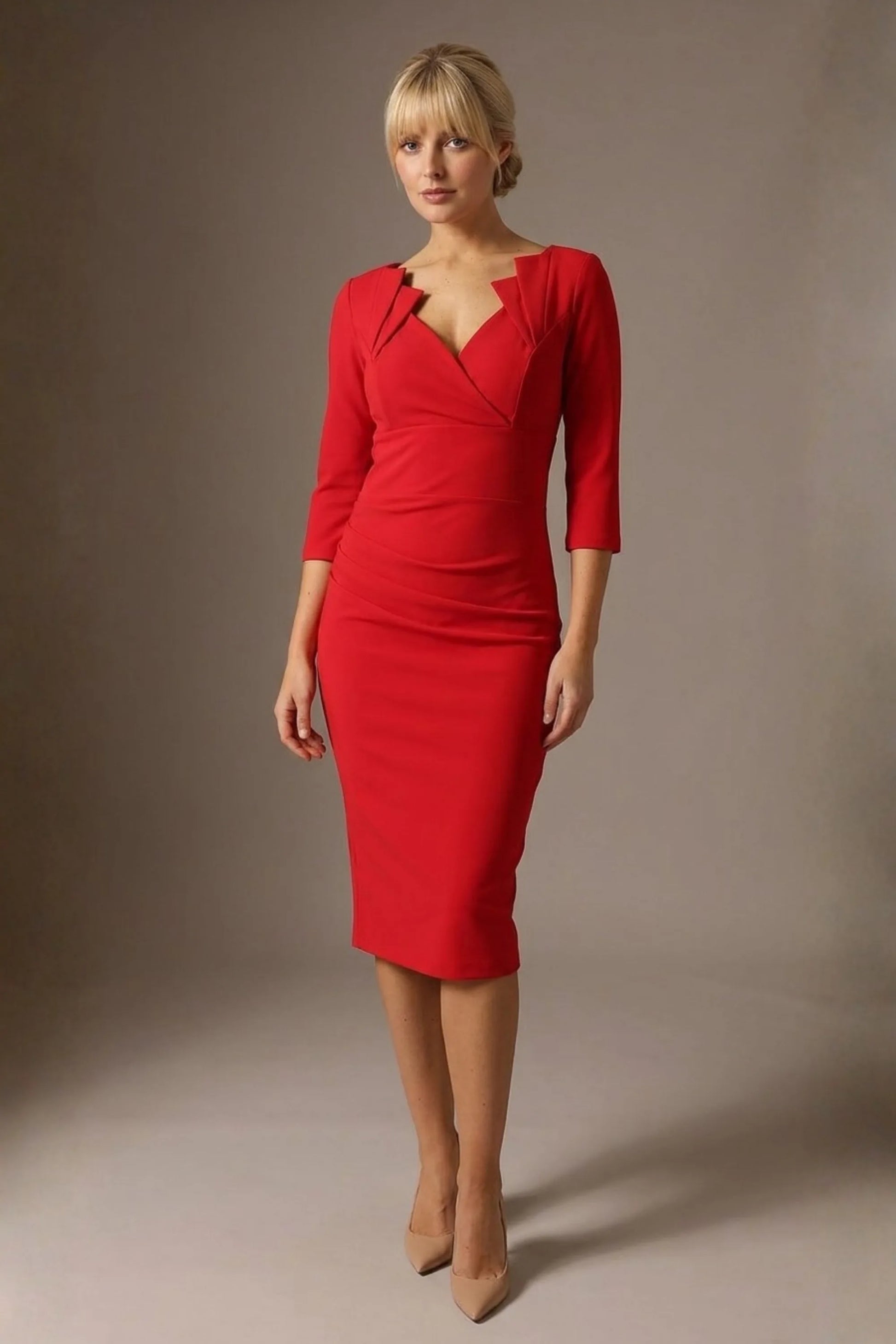 Indira 3/4 Sleeve Knee Length Pencil Dress 
