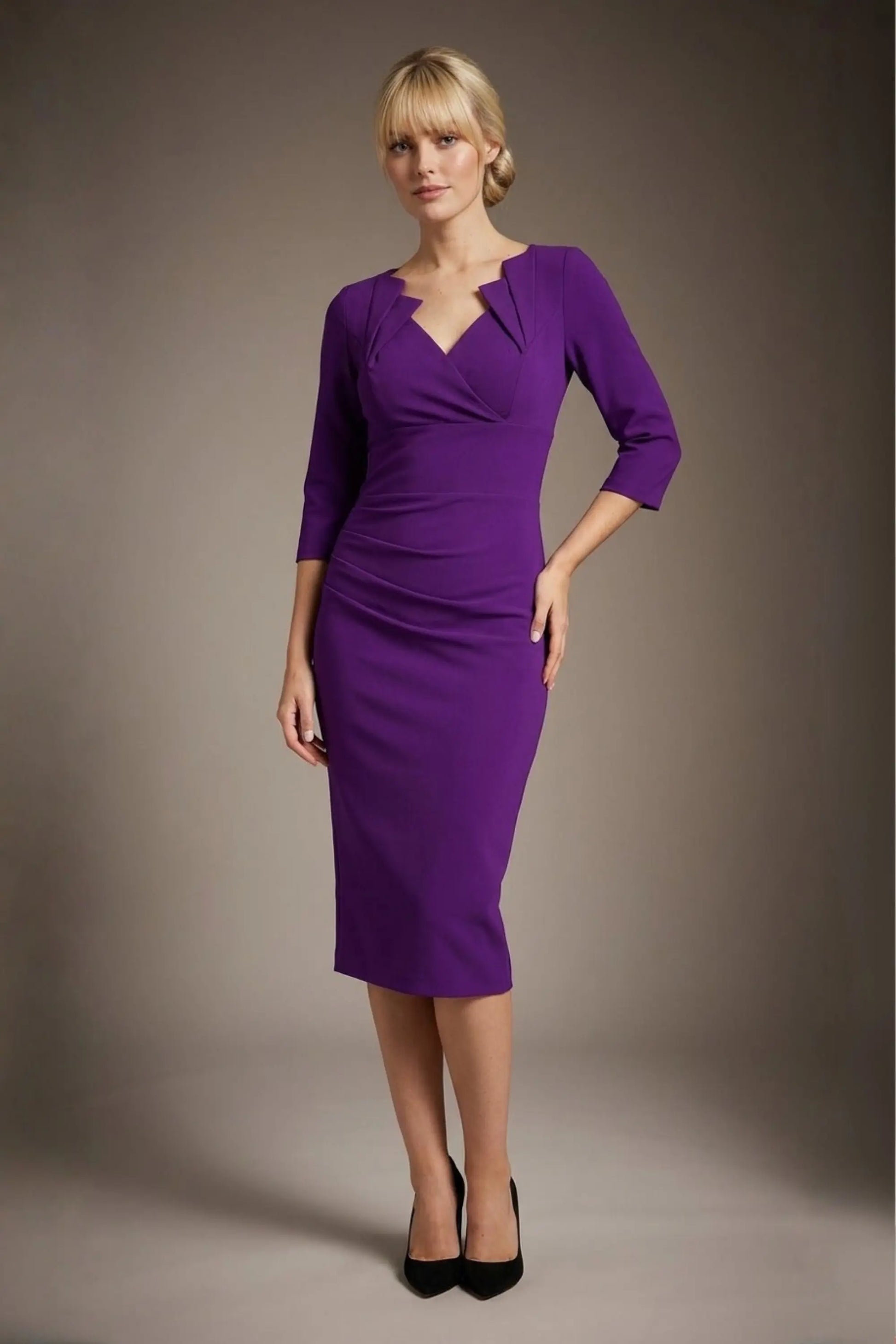 Indira 3/4 Sleeve Knee Length Pencil Dress 