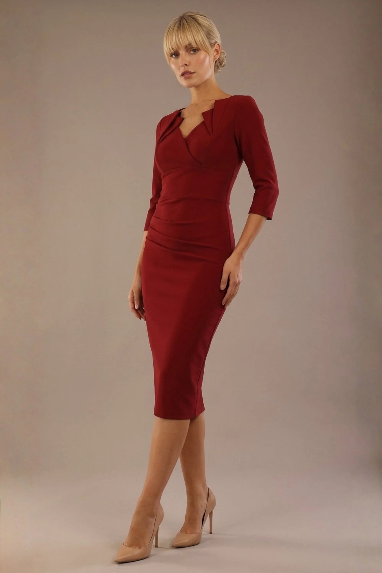 Indira 3/4 Sleeve Knee Length Pencil Dress 