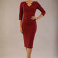 Indira 3/4 Sleeve Knee Length Pencil Dress 