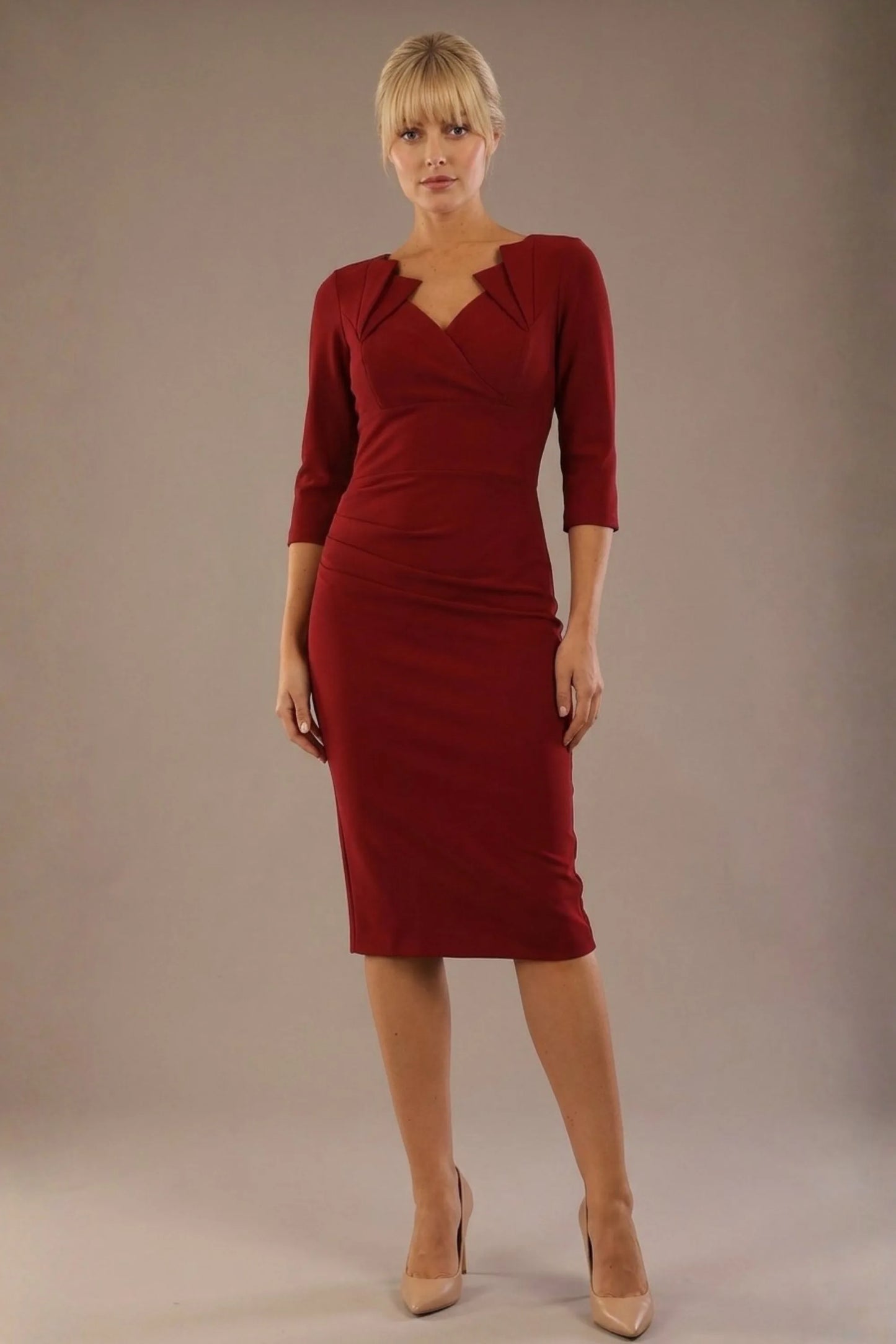 Indira 3/4 Sleeve Knee Length Pencil Dress 