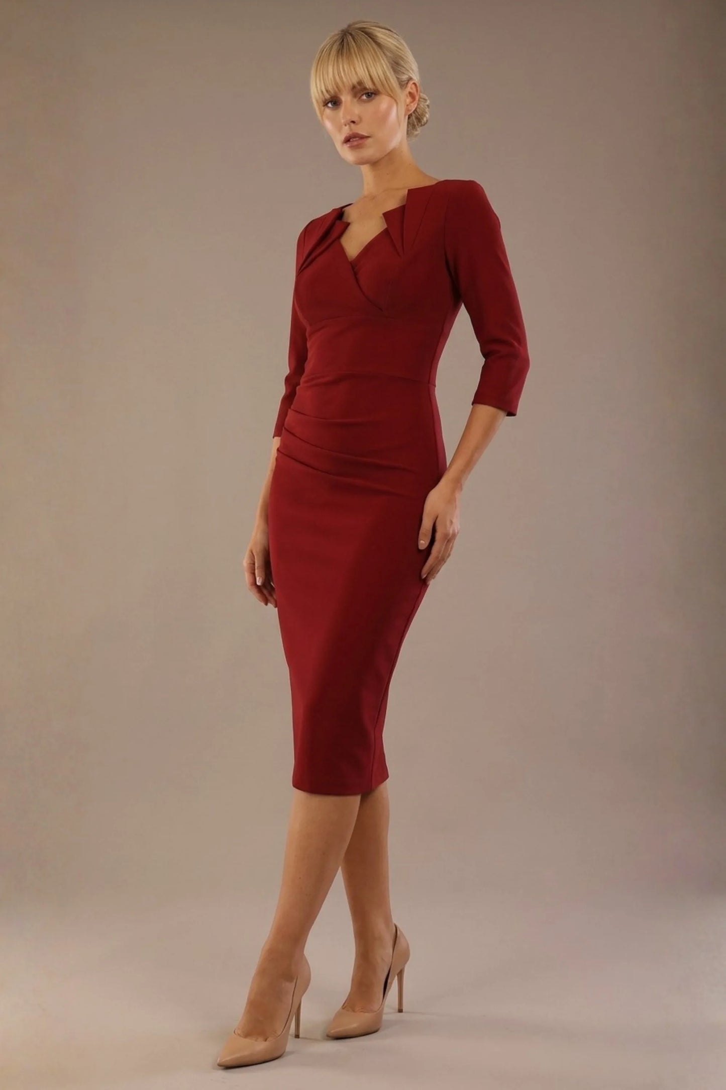 Indira 3/4 Sleeve Knee Length Pencil Dress 