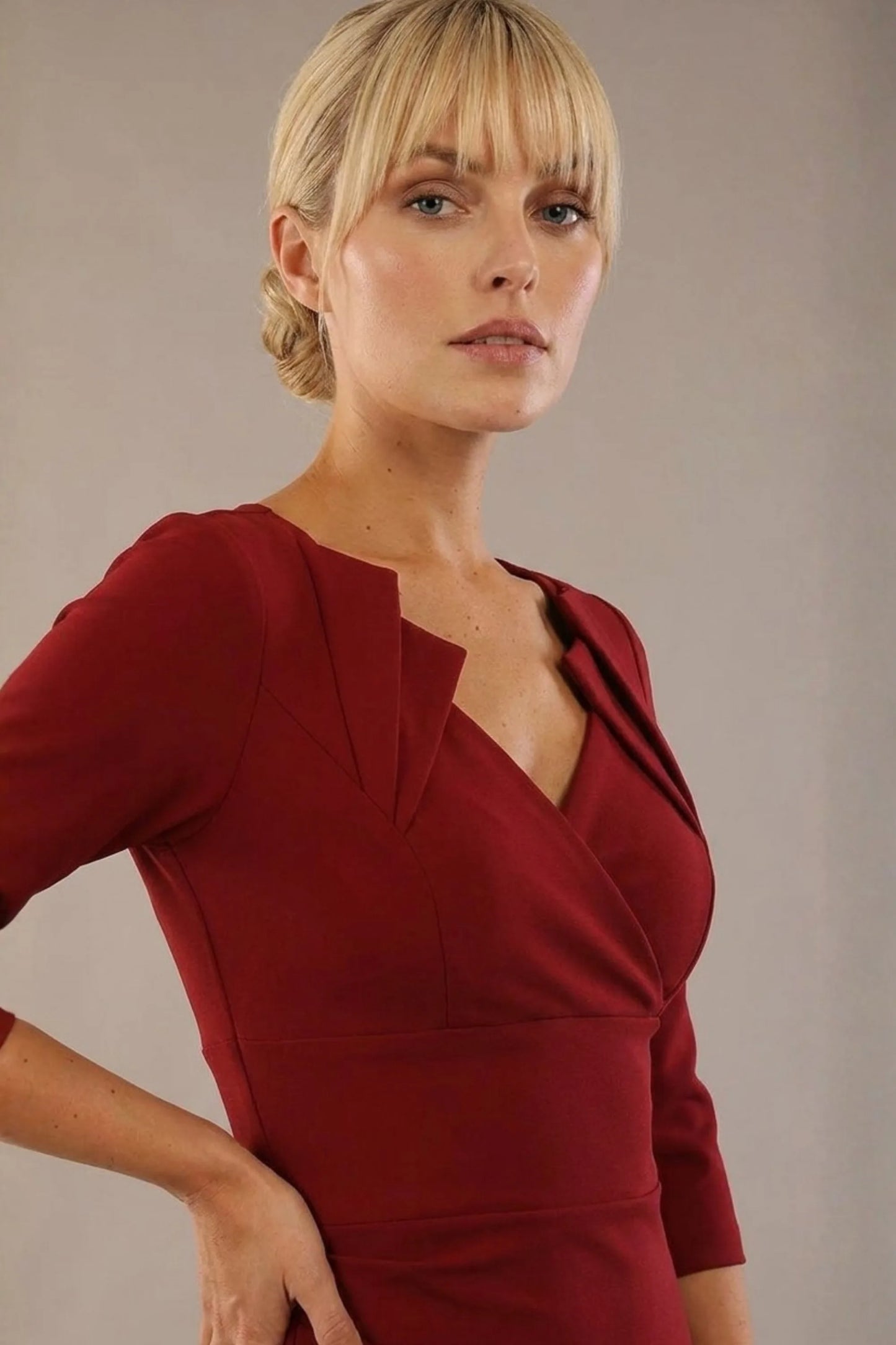Indira 3/4 Sleeve Knee Length Pencil Dress 