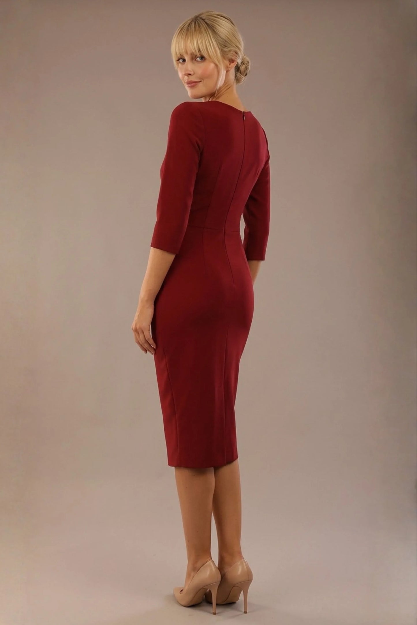 Indira 3/4 Sleeve Knee Length Pencil Dress 