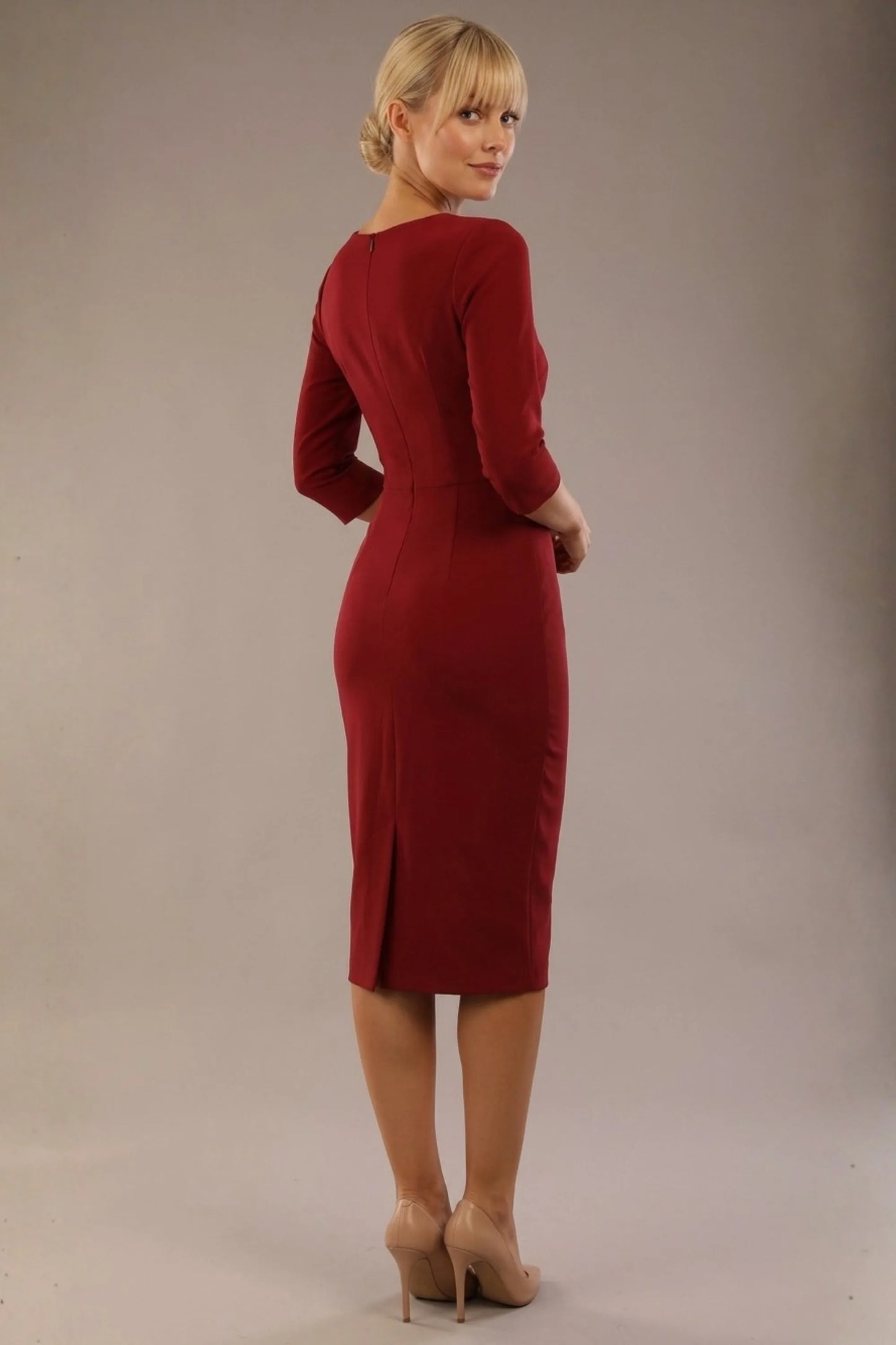 Indira 3/4 Sleeve Knee Length Pencil Dress 