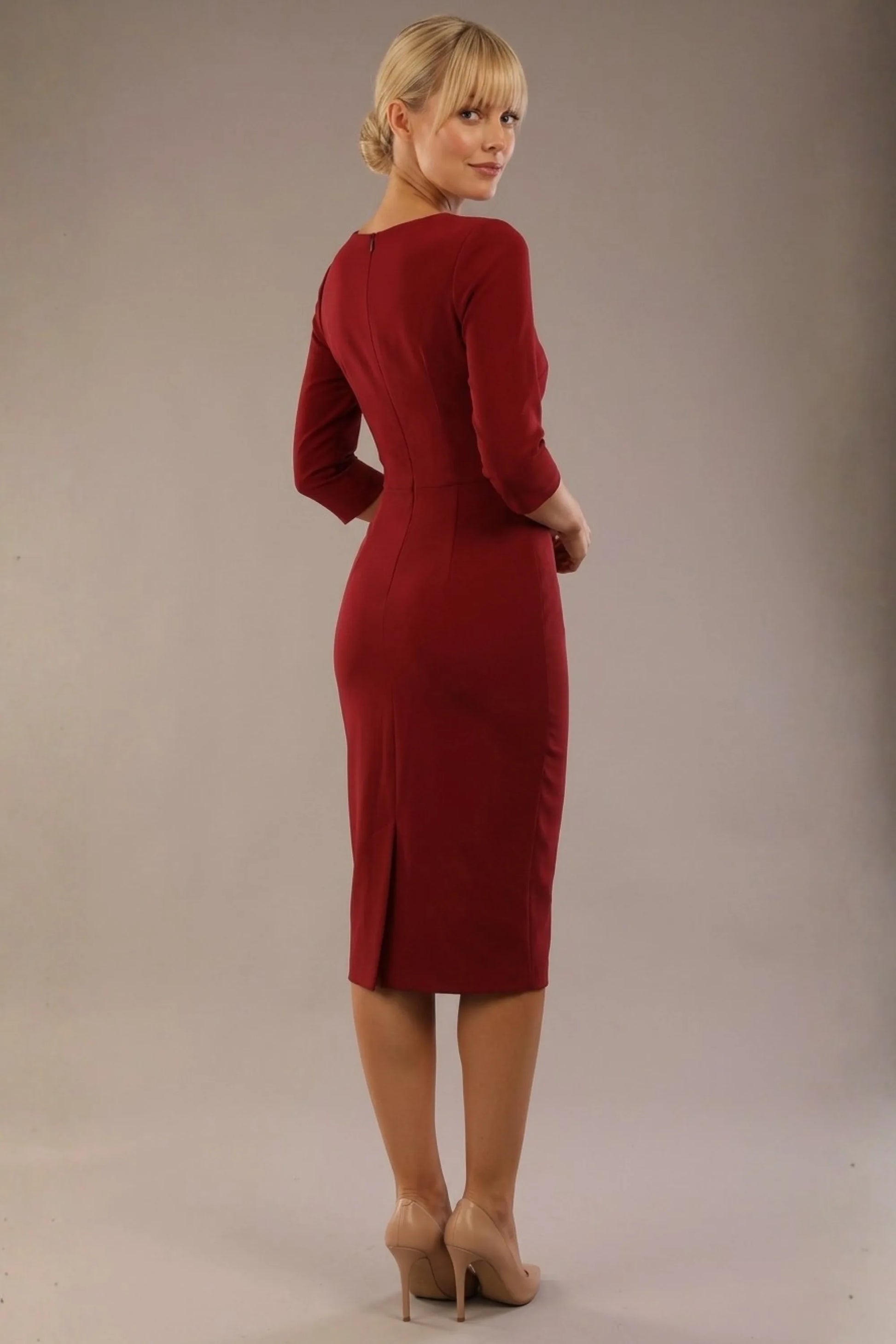 Indira 3/4 Sleeve Knee Length Pencil Dress 