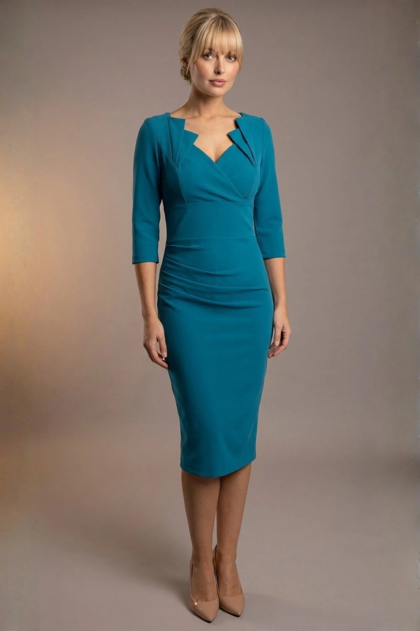 Indira 3/4 Sleeve Knee Length Pencil Dress 