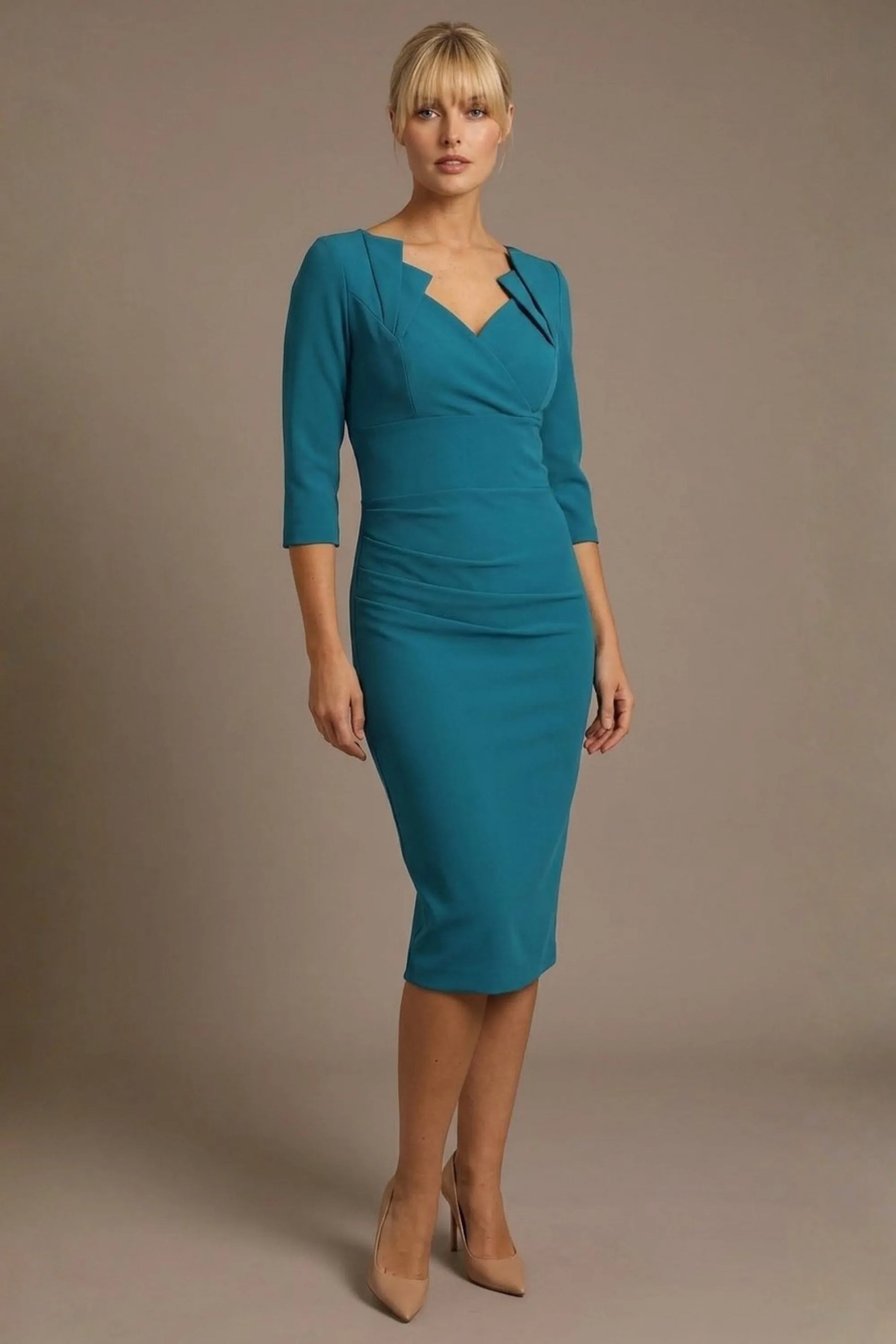 Indira 3/4 Sleeve Knee Length Pencil Dress 