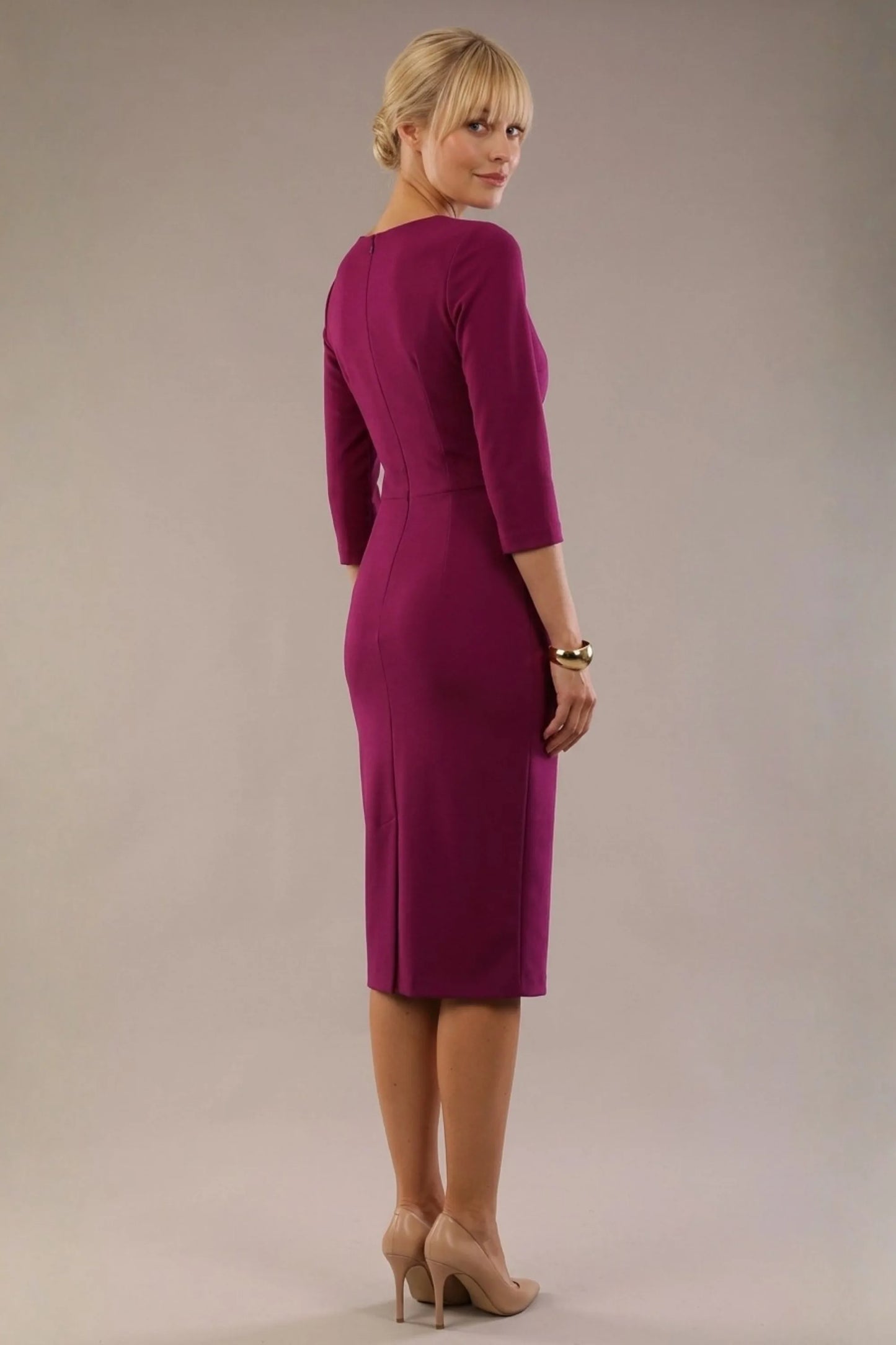 Indira 3/4 Sleeve Knee Length Pencil Dress 