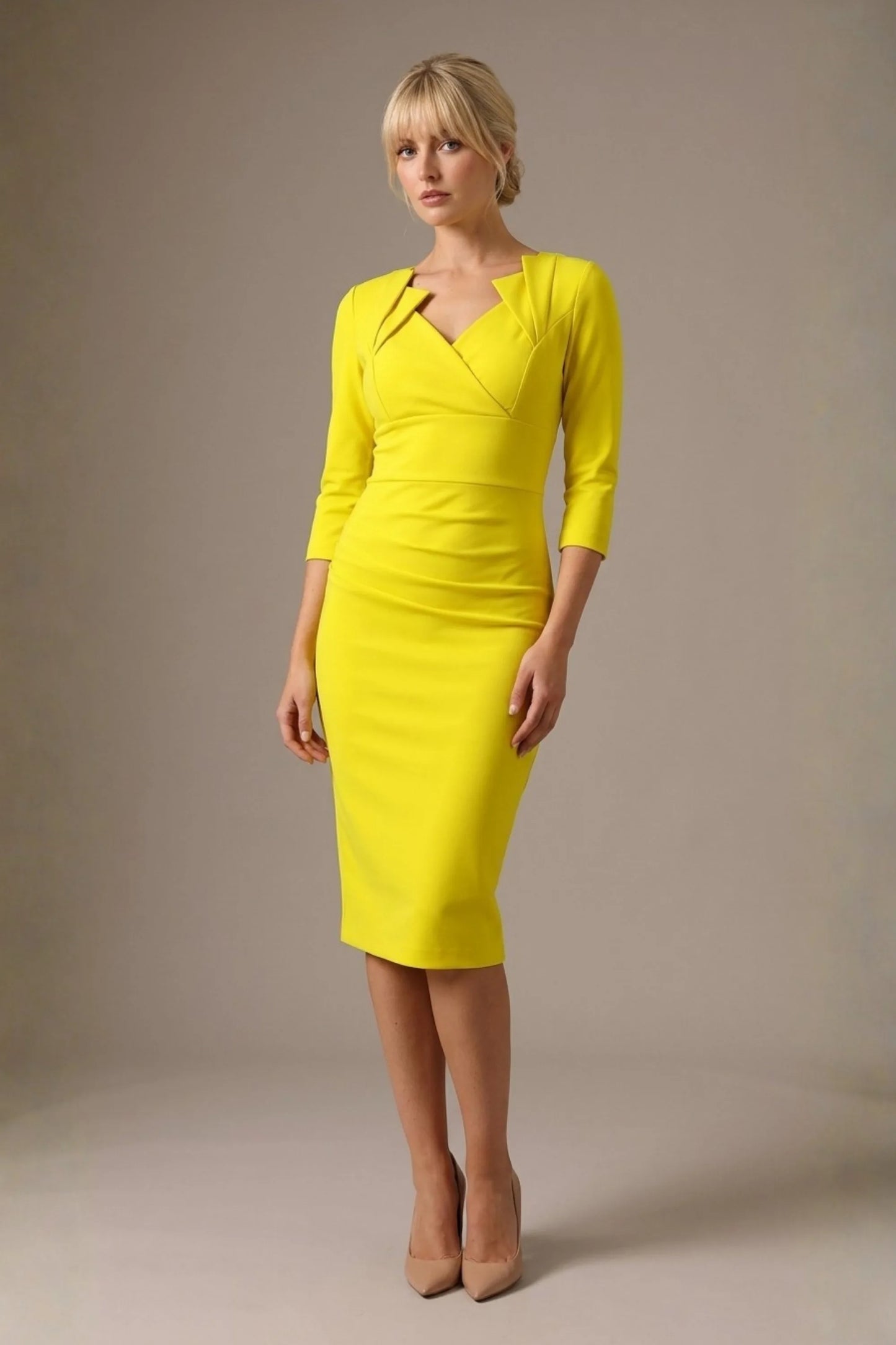 Indira 3/4 Sleeve Knee Length Pencil Dress 