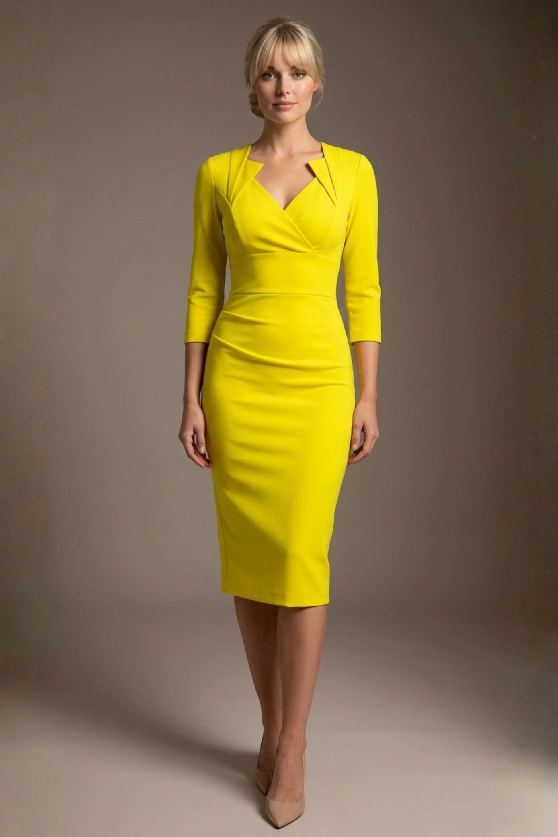 Indira 3/4 Sleeve Knee Length Pencil Dress 