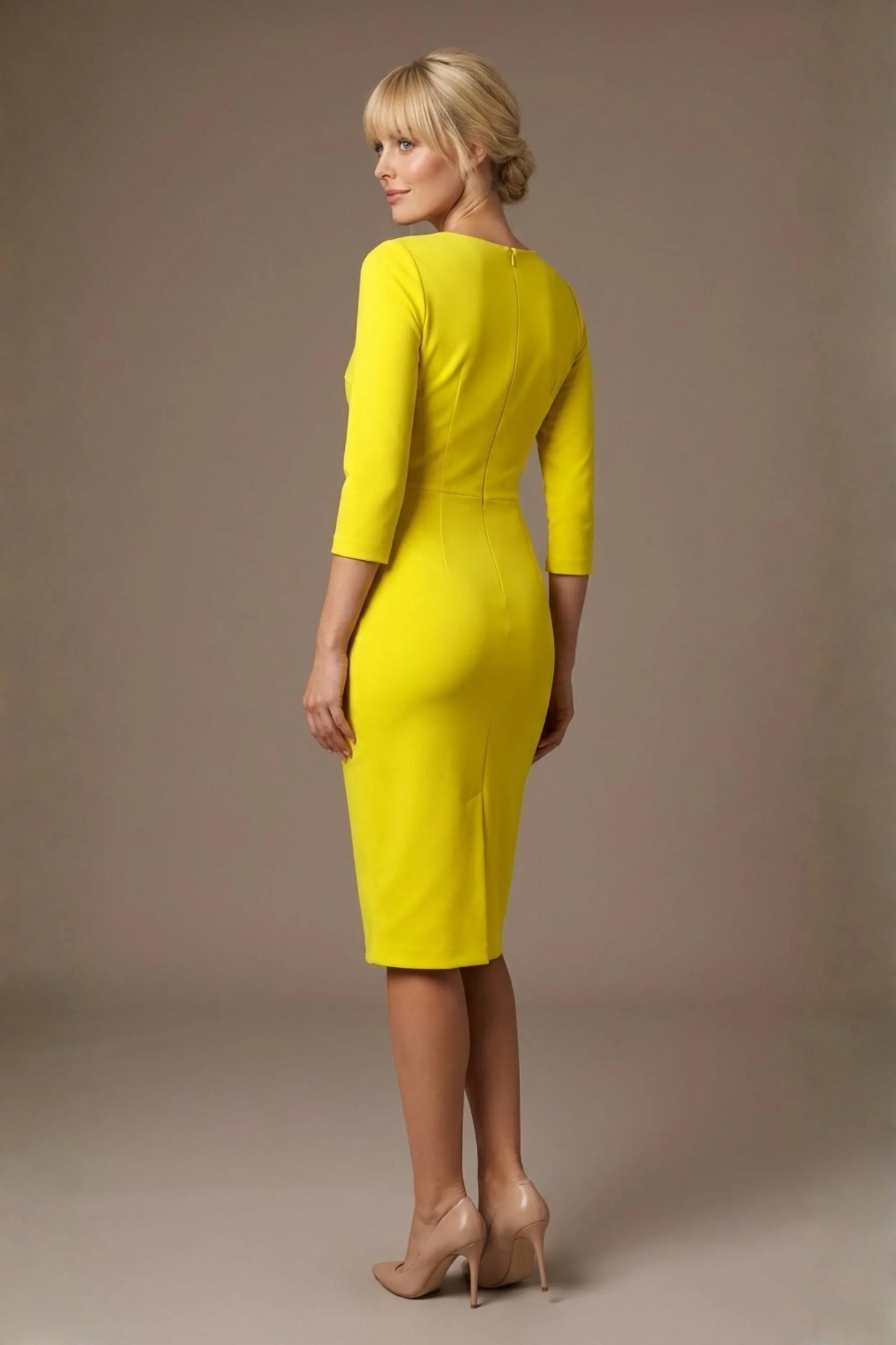 Indira 3/4 Sleeve Knee Length Pencil Dress 