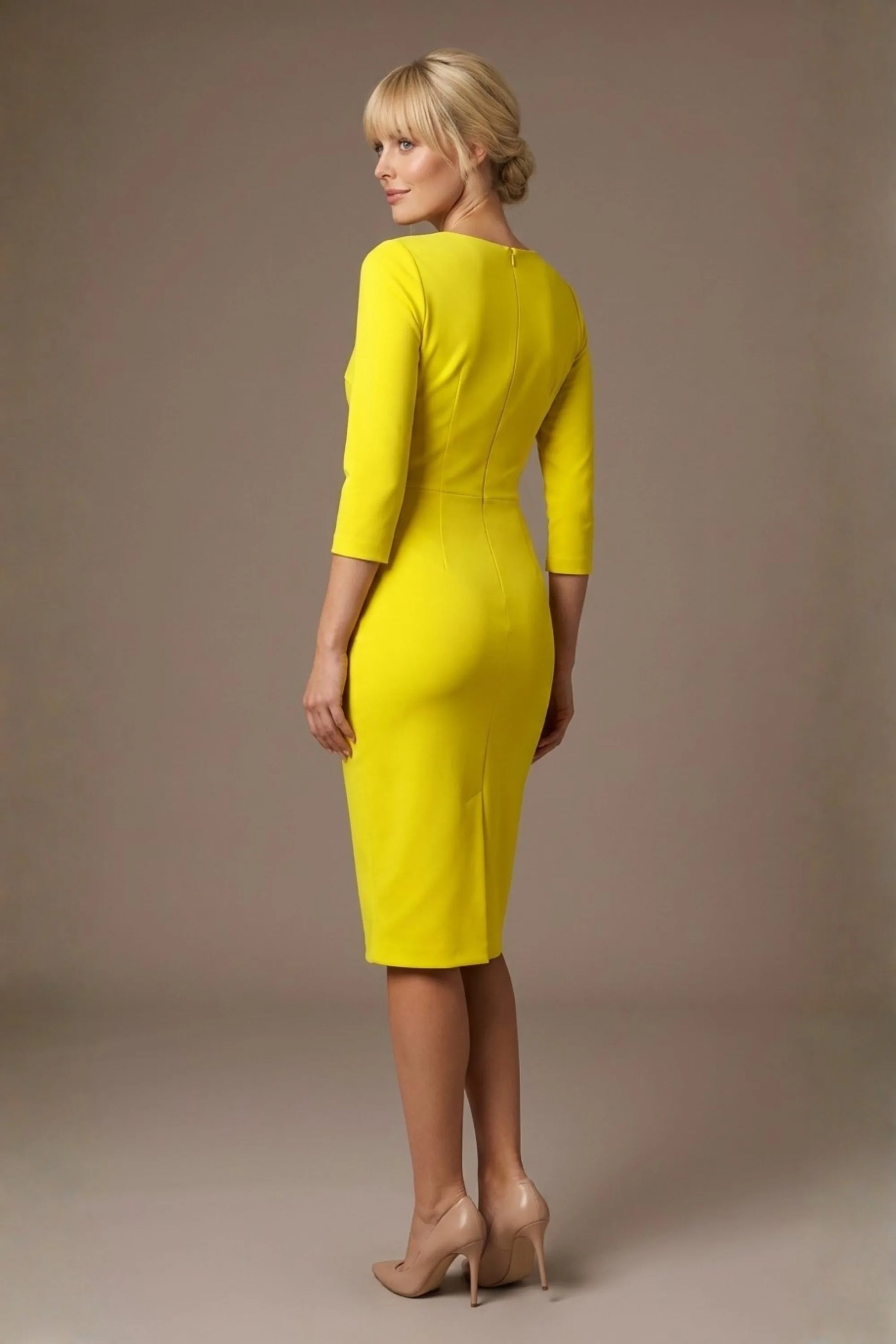 Indira 3/4 Sleeve Knee Length Pencil Dress 