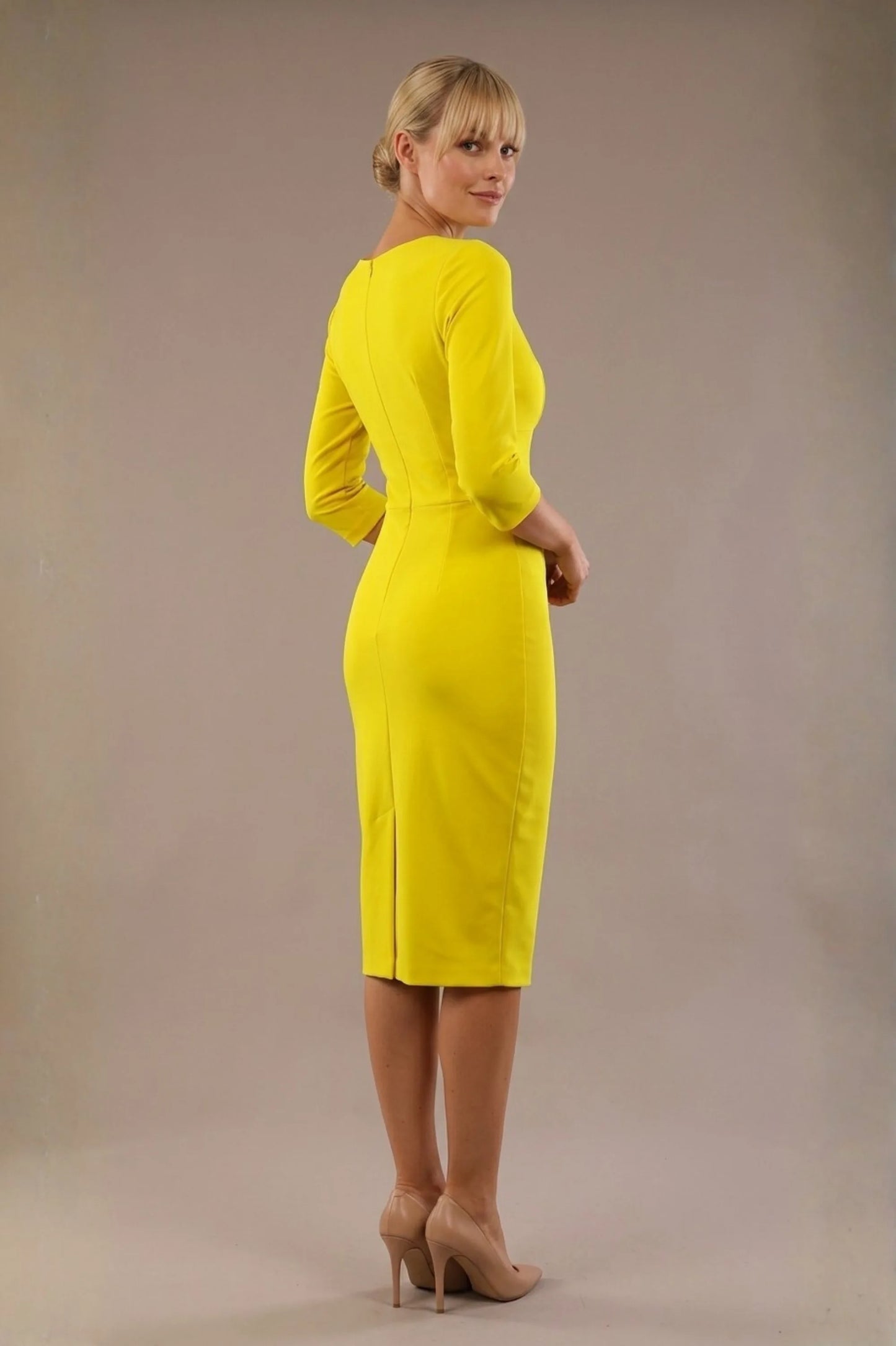 Indira 3/4 Sleeve Knee Length Pencil Dress 