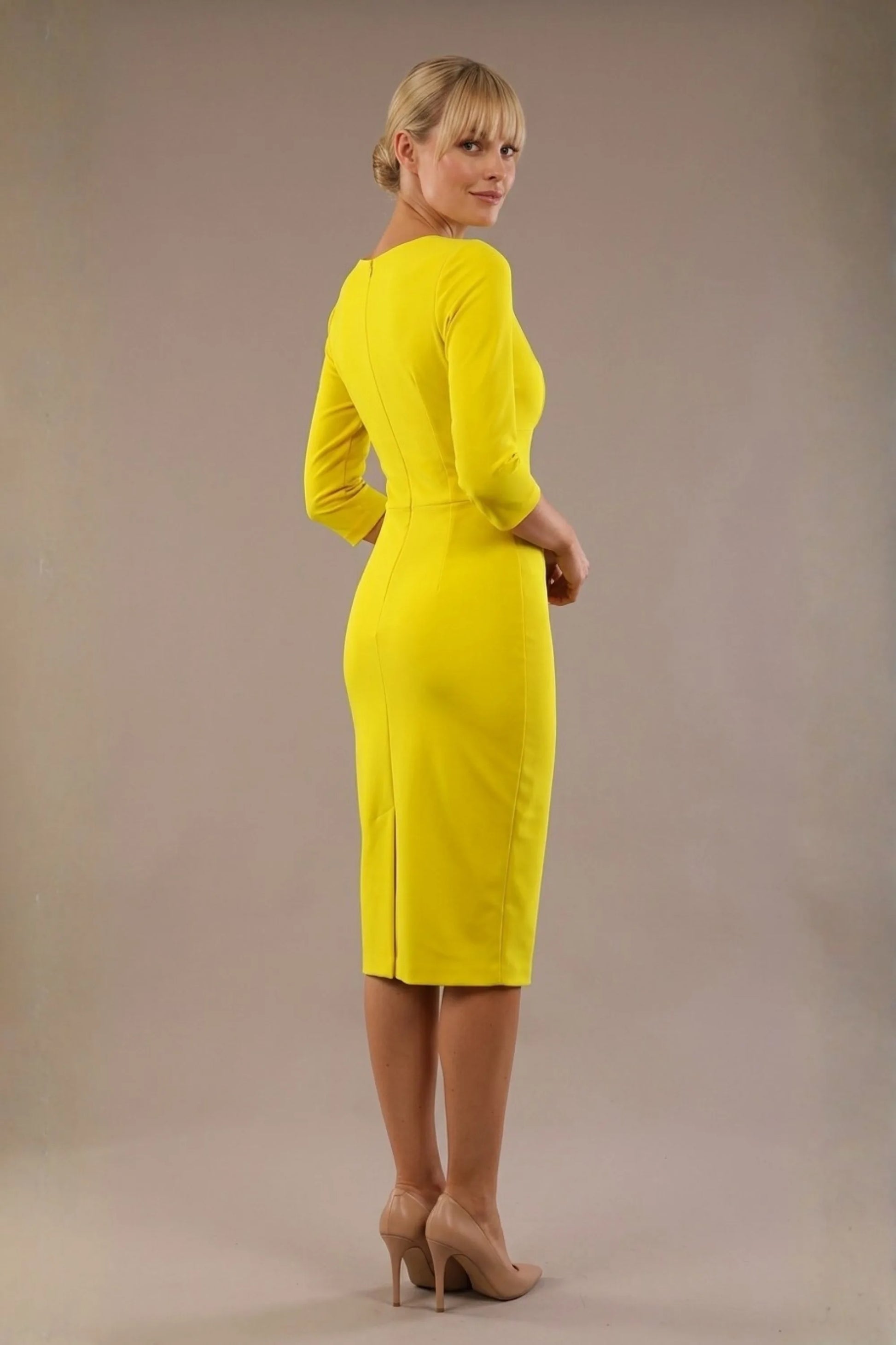 Indira 3/4 Sleeve Knee Length Pencil Dress 