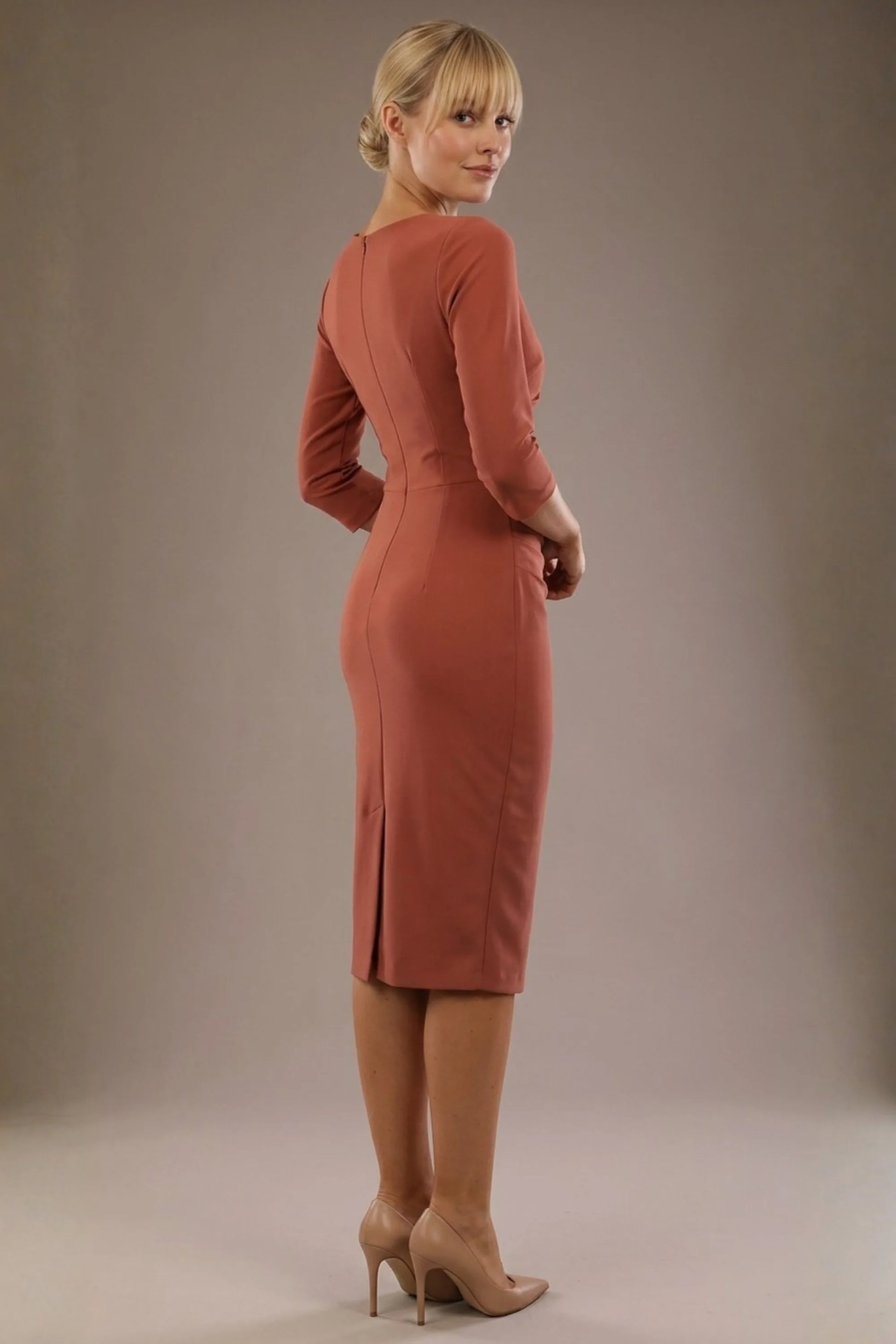 Indira 3/4 Sleeve Knee Length Pencil Dress 