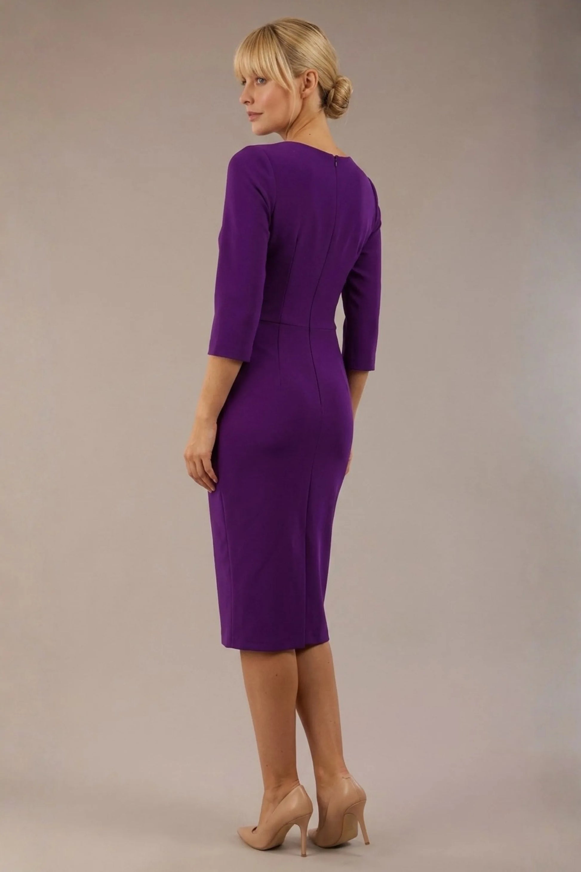 Indira 3/4 Sleeve Knee Length Pencil Dress 