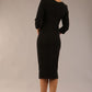 model is wearing a diva catwalk Indira 3/4 Sleeve Knee Length Pencil Dress
collar detail in black colour back