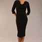 model is wearing a diva catwalk Indira 3/4 Sleeve Knee Length Pencil Dress
collar detail in black colour