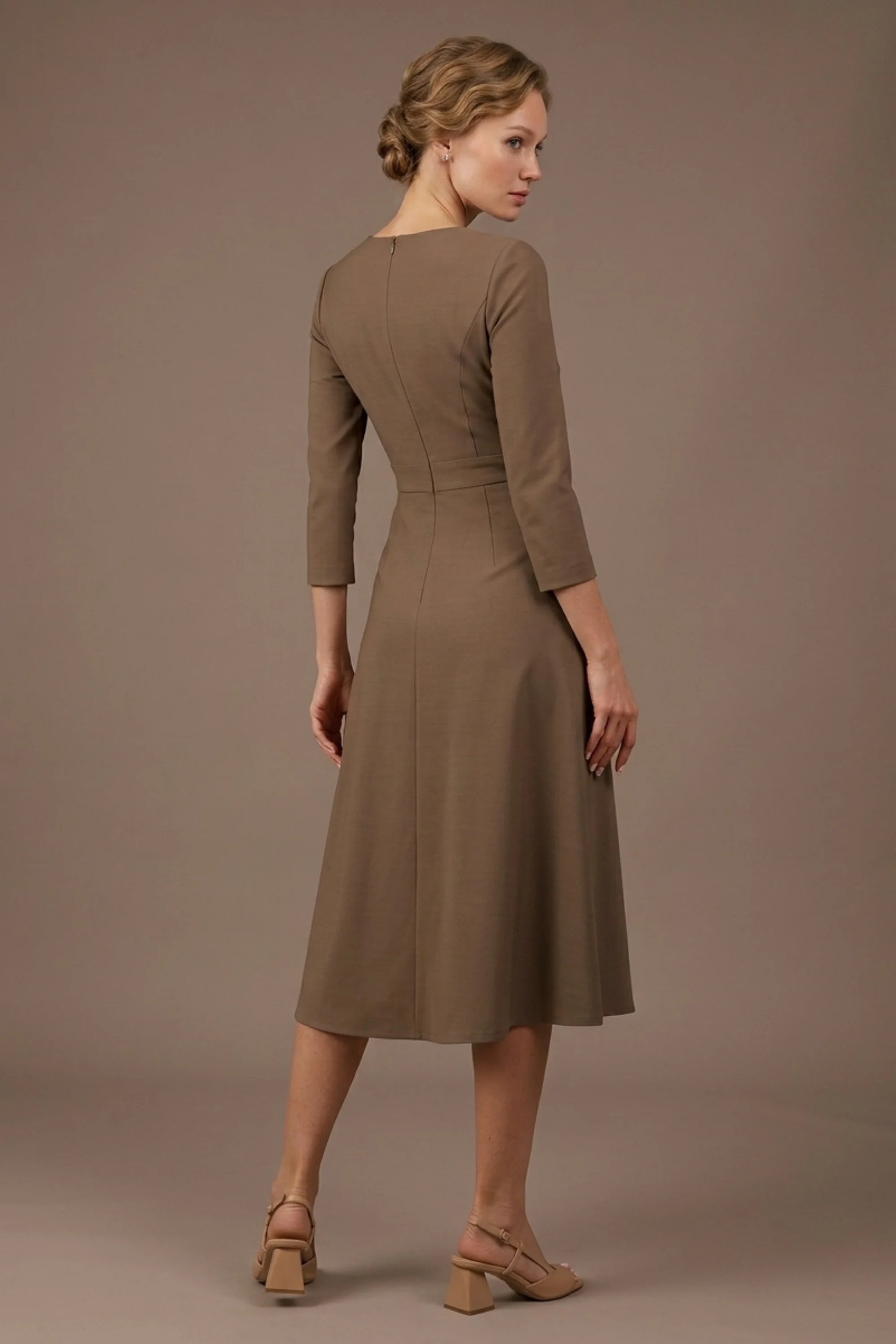 Seed Gresham 3/4 Sleeve Knee Length A-Line Dress 
