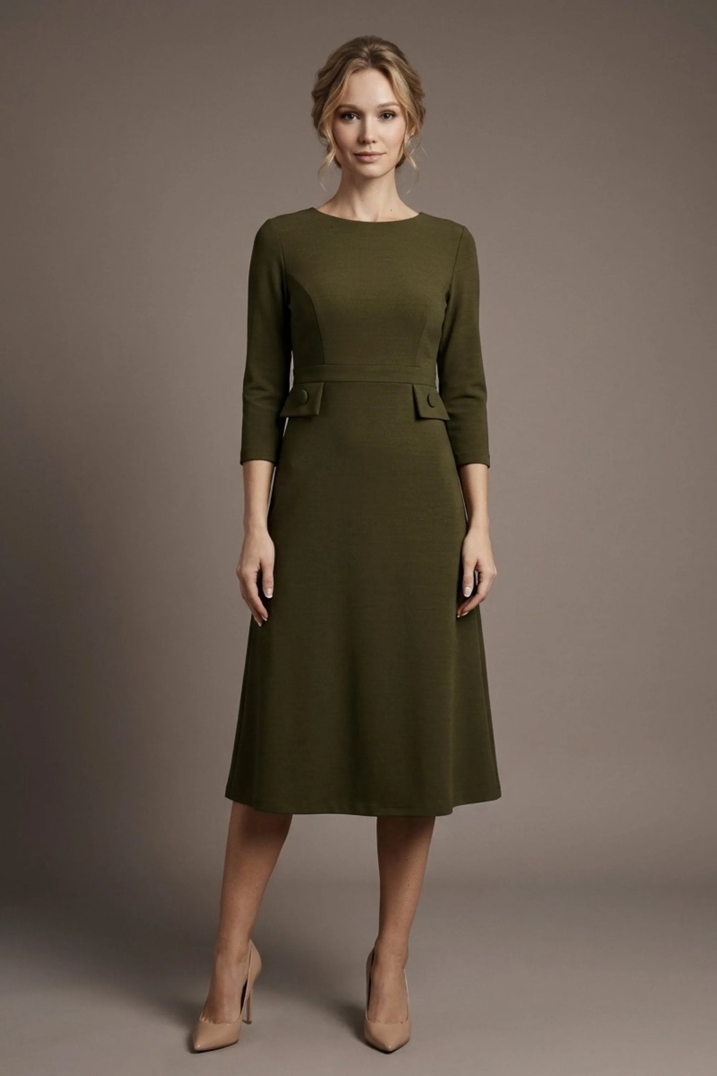 Seed Gresham 3/4 Sleeve Knee Length A-Line Dress 