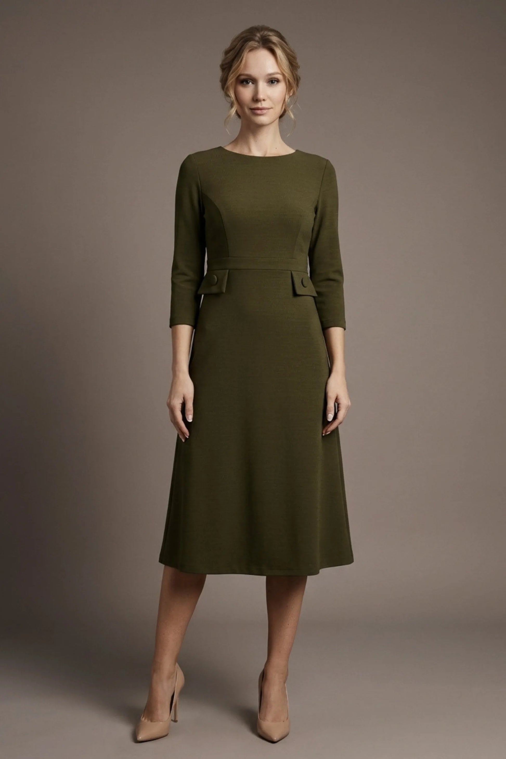 Seed Gresham 3/4 Sleeve Knee Length A-Line Dress 