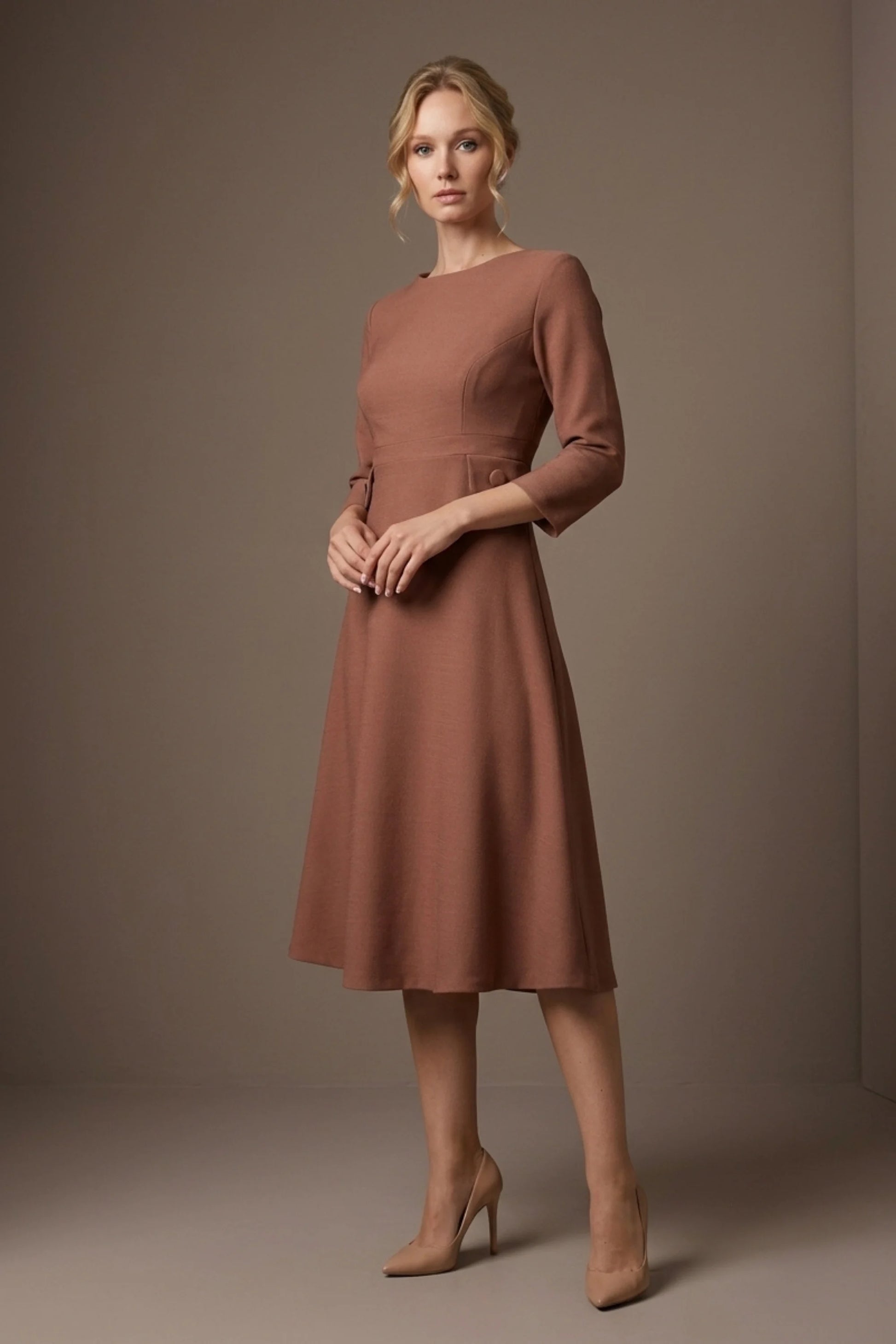 Seed Gresham 3/4 Sleeve Knee Length A-Line Dress 