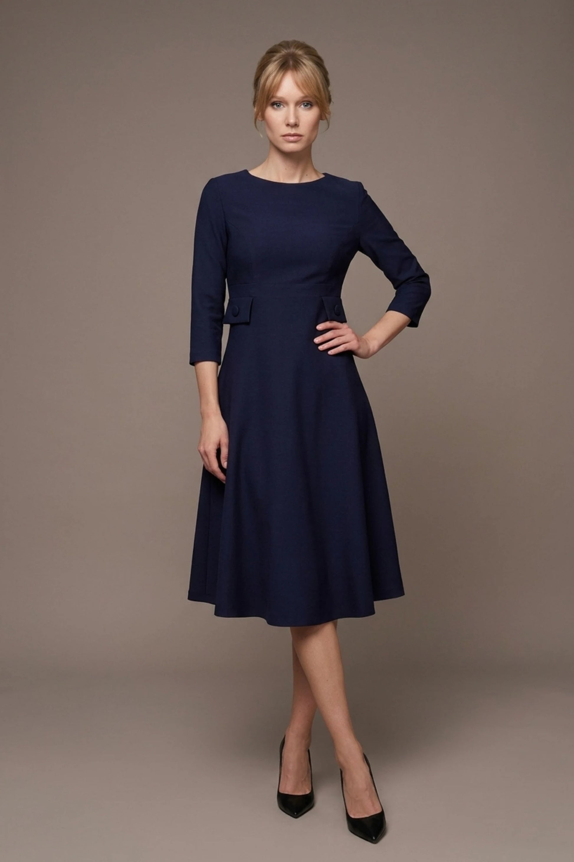 Seed Gresham 3/4 Sleeve Knee Length A-Line Dress 