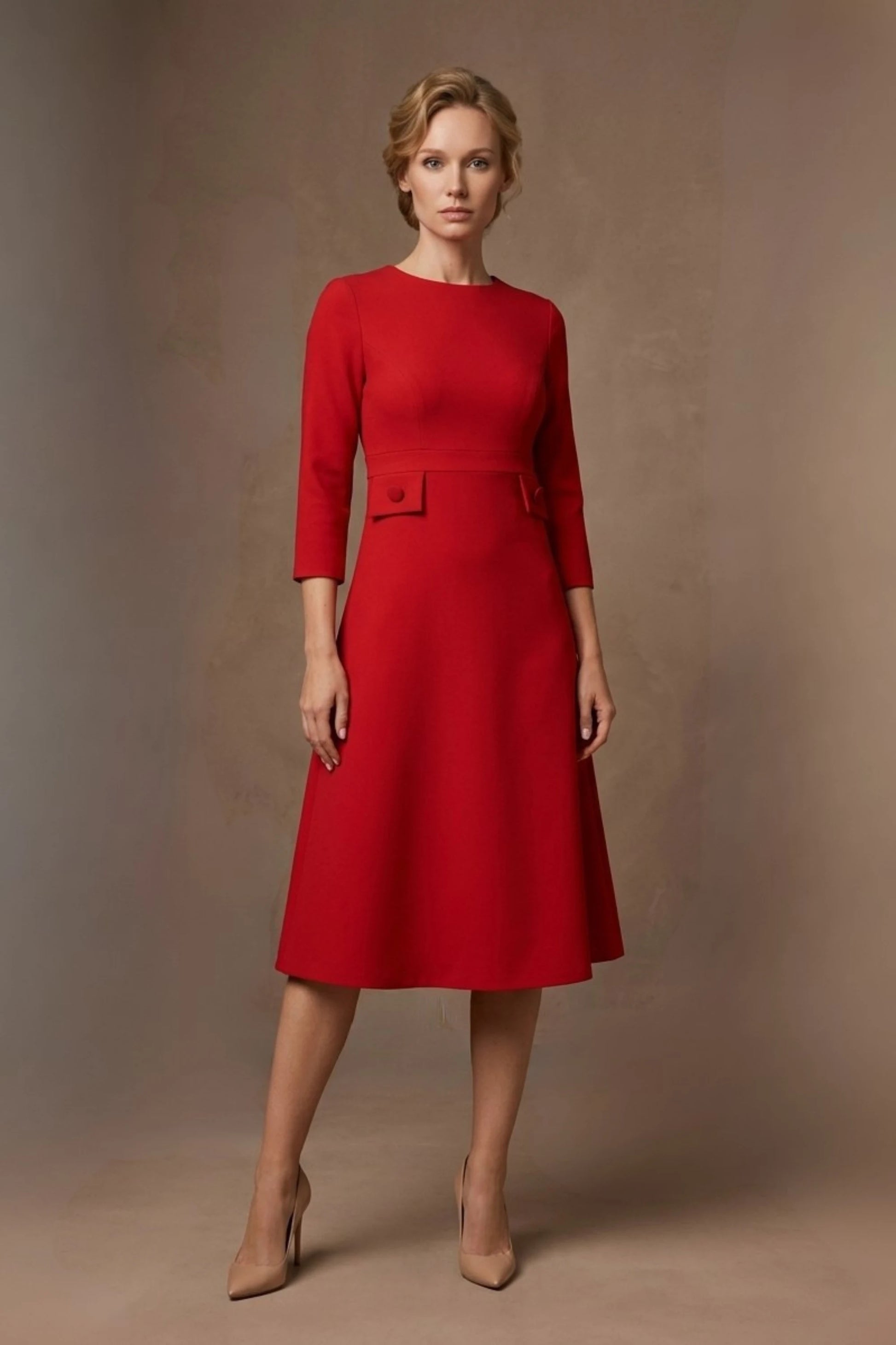 Seed Gresham 3/4 Sleeve Knee Length A-Line Dress 