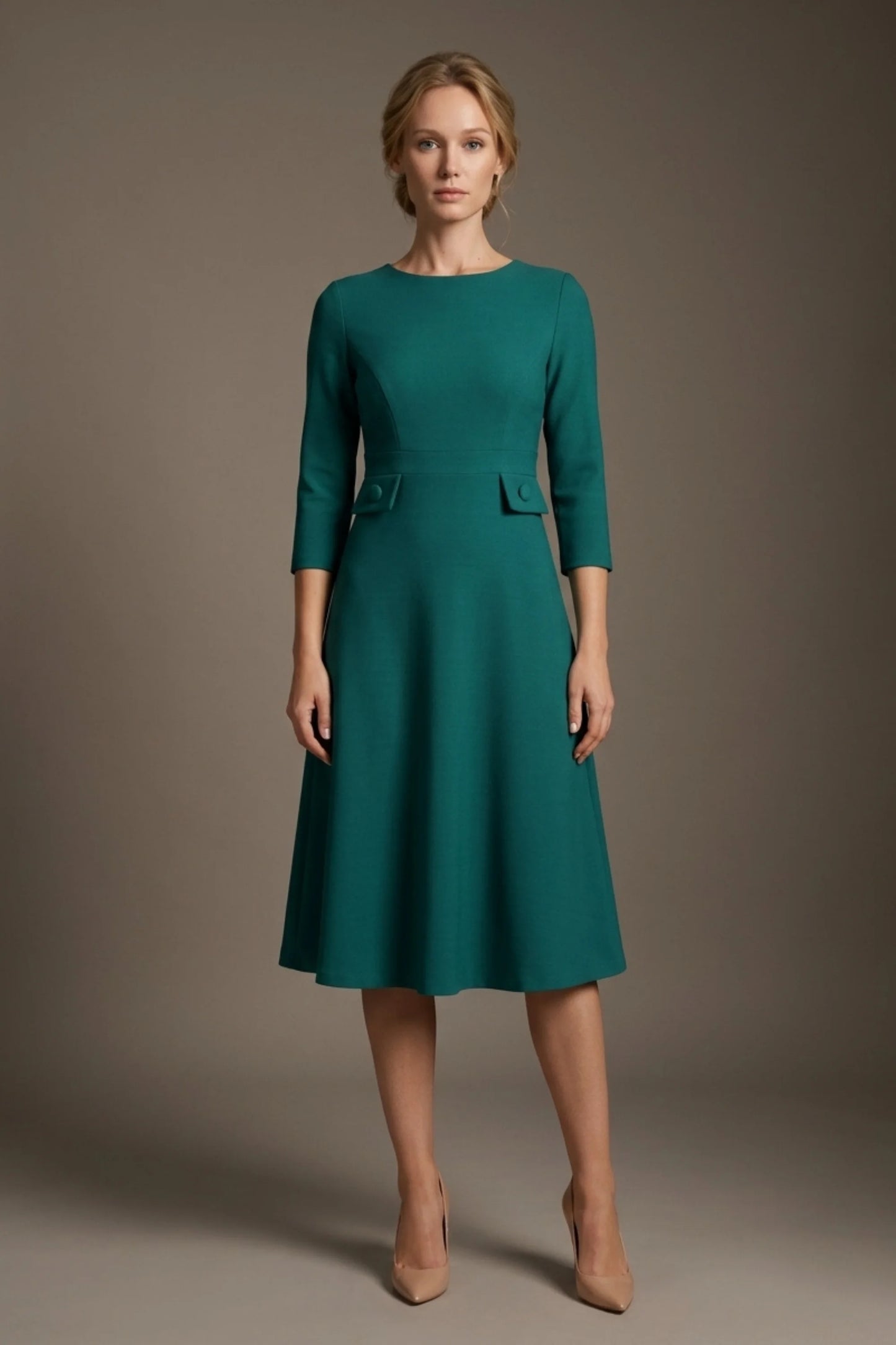Seed Gresham 3/4 Sleeve Knee Length A-Line Dress 