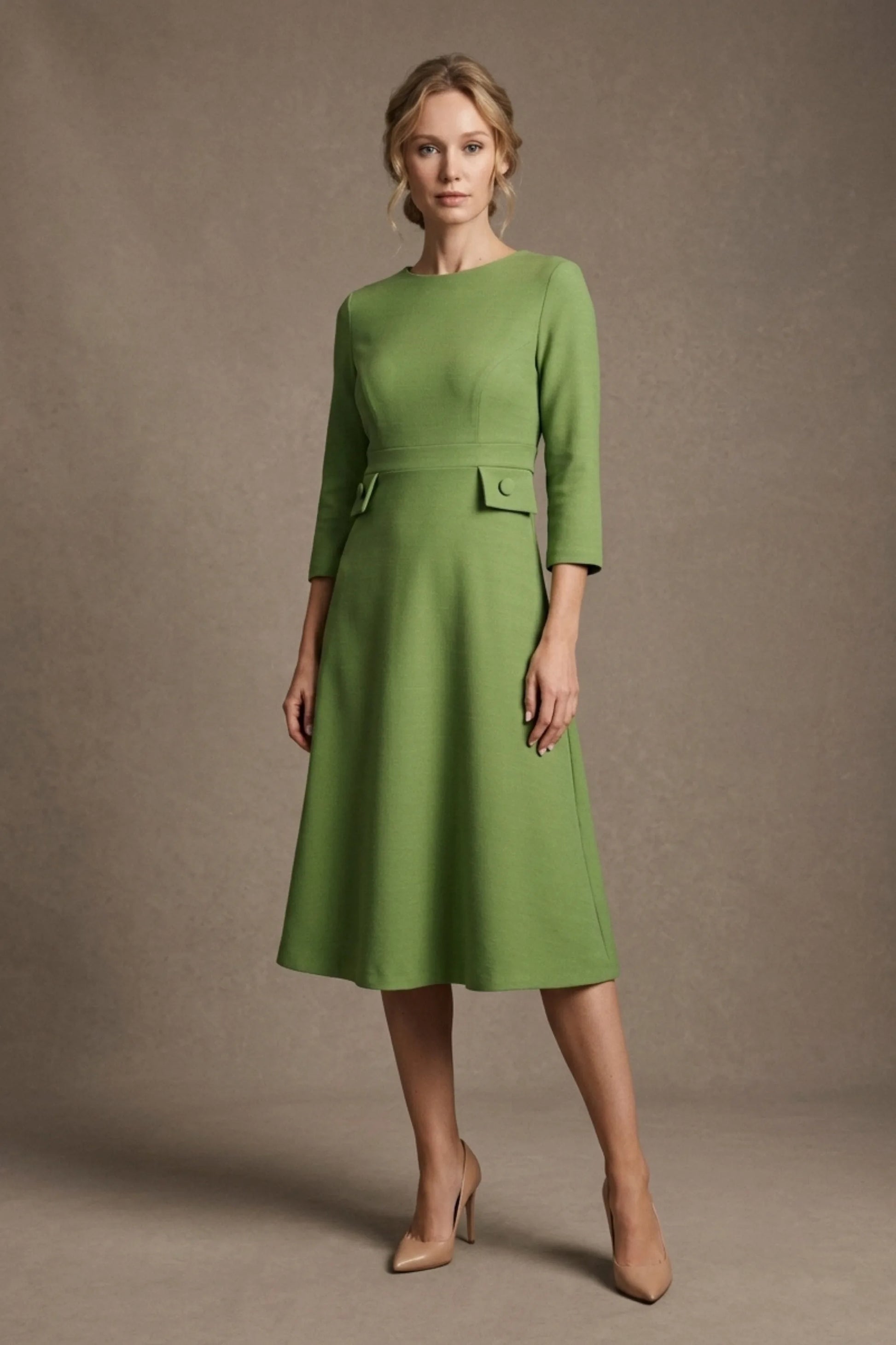 Seed Gresham 3/4 Sleeve Knee Length A-Line Dress 