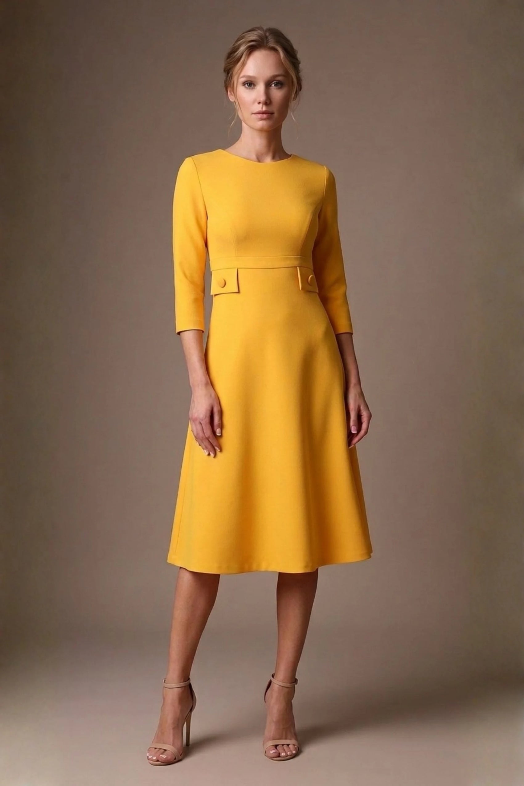 Seed Gresham 3/4 Sleeve Knee Length A-Line Dress 