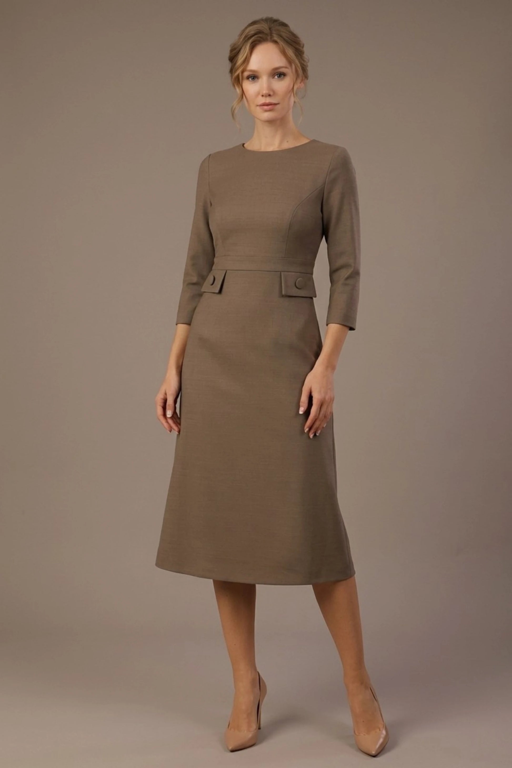 Seed Gresham 3/4 Sleeve Knee Length A-Line Dress 