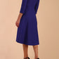Model wearing diva catwalk Gresham 3/4 Sleeve Knee Length A-Line Dress in Palace Blue back