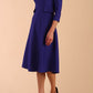 Model wearing diva catwalk Gresham 3/4 Sleeve Knee Length A-Line Dress in Palace Blue side